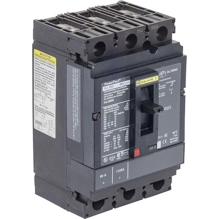 Square D HJL36060C - Molded Case Circuit Breaker, POWERPACT H Series, 60 A, 3 Pole, 600 V AC, 100k A at 240 V AC