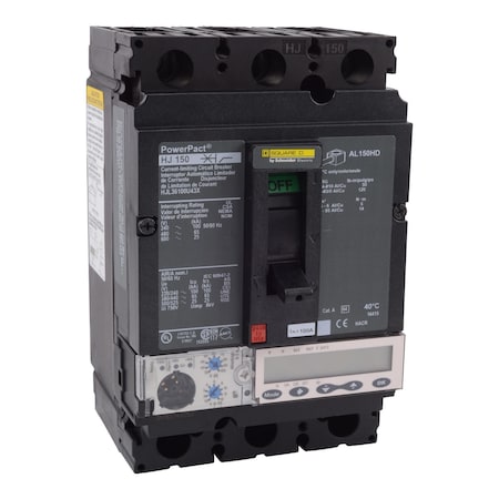 Square D HJL36100U43X - Molded Case Circuit Breaker, POWERPACT H Series, 100 A, 3 Pole, 600 V AC, 100k A at 240 V AC