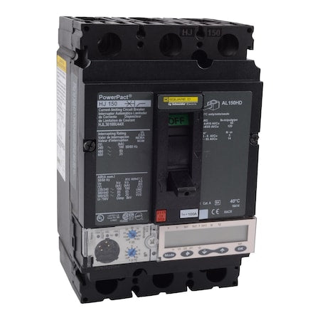 Square D HJL36100U44X - Molded Case Circuit Breaker, POWERPACT H Series, 100 A, 3 Pole, 600 V AC, 100k A at 240 V AC