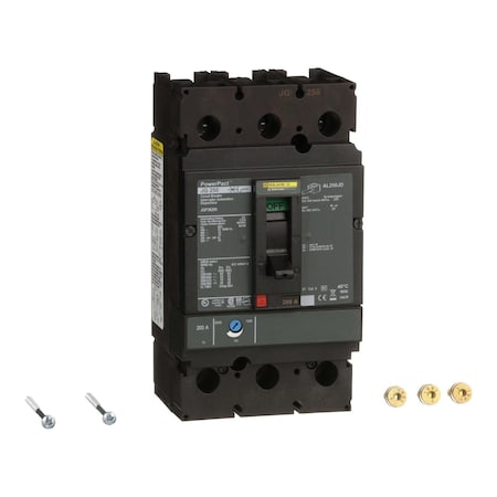 Square D JGP36200 - Molded Case Circuit Breaker, POWERPACT J Series, 200 A, 3 Pole, 600 V AC, 65k A at 240 V AC
