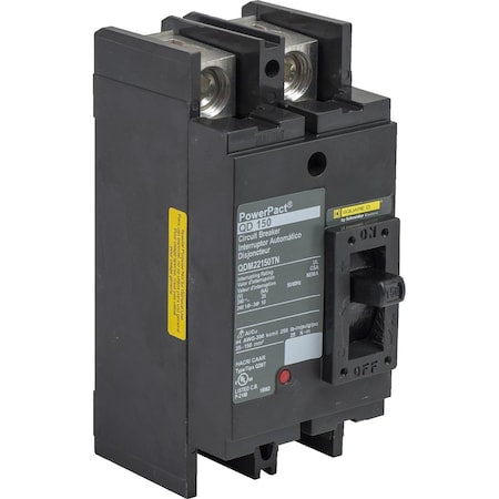 Square D QDM22150TN - Molded Case Circuit Breaker, POWERPACT Q Series, 150 A, 2 Pole, 240 V AC, 25k A at 240 V AC