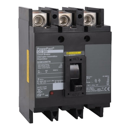 Square D QGM32200TN - Molded Case Circuit Breaker, POWERPACT Q Series, 200 A, 3 Pole, 240 V AC, 65k A at 240 V AC