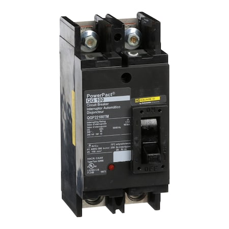 Square D QGP22100TM - Molded Case Circuit Breaker, POWERPACT Q Series, 100 A, 2 Pole, 240 V AC, 65k A at 240 V AC