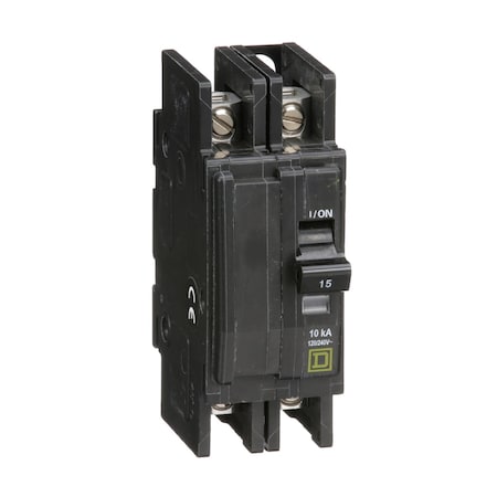 Square D QOU215B - Miniature Circuit Breaker, QO Series, 15 A, 2 Pole, 120/240 V AC, 10k A at 120/240 V AC