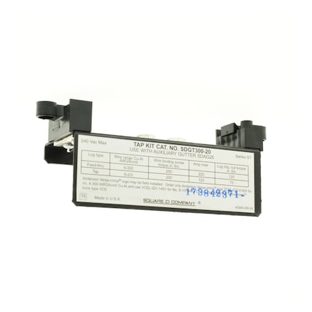 Square D SDGT30020 - Load center accessory, QO, tap kit, gutter, for auxiliary gutter SDAG26, 6 AWG to 300kcmil