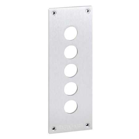 Schneider Electric XAPE305 - Drilled front plate with fixing screws, Harmony XAP, XB2 SL, metal, 5 cut outs, 72x204mm, 22mm