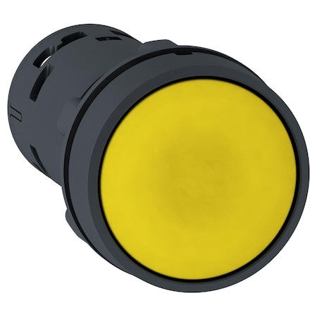 Schneider Electric XB7NA81 - Push button, Harmony XB7, round yellow flush, 22mm, spring return, 1 NO, unmarked