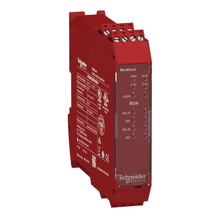 Schneider Electric XPSMCMRO0004 - Expansion module, Modicon MCM, 4 safety relay outputs, with backplane connection, screw
