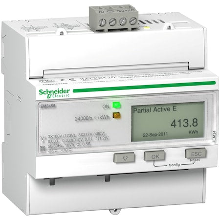 Schneider Electric A9MEM3555 - IEM3555 energy meter - Modbus - 1 DI - 1 DO - multi-tariff - Rogowski coil