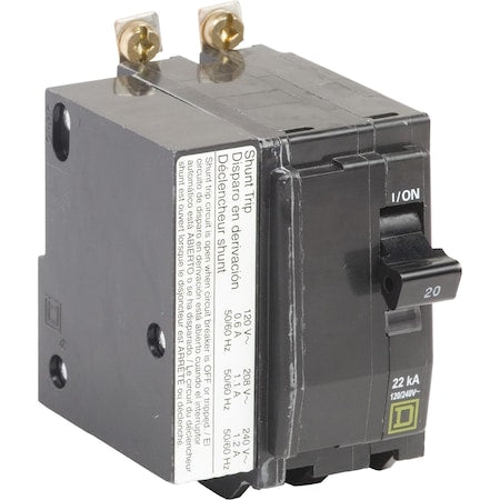Square D QOB220VH1021 - Miniature Circuit Breaker, QO Series, 20 A, 2 Pole, 120/240 V AC, 22k A at 120/240 V AC