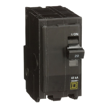 Square D QH220 - Miniature Circuit Breaker, QO Series, 20 A, 2 Pole, 120/240 V AC, 65k A at 120 V AC