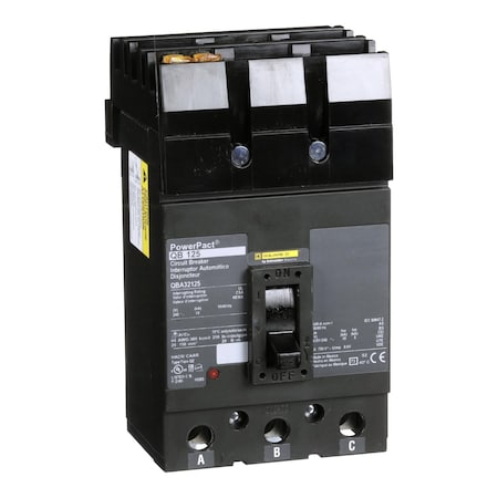 Square D QBA32125 - Molded Case Circuit Breaker, POWERPACT Q Series, 125 A, 3 Pole, 240 V AC, 10k A at 240 V AC