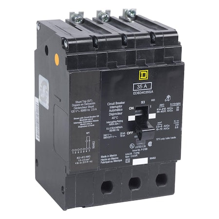 Square D EDB34060AABA - Miniature Circuit Breaker, E FRAME Series, 60 A, 3 Pole, 277/480 V AC, 25k A at 120 V AC