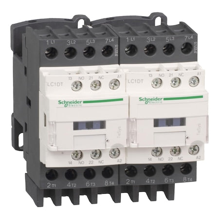 Schneider Electric LC2DT40G7 - IEC Magnetic Contactor, 1 NC/1 NO, 120 V AC, 4 P, Reversing, Screw Clamp