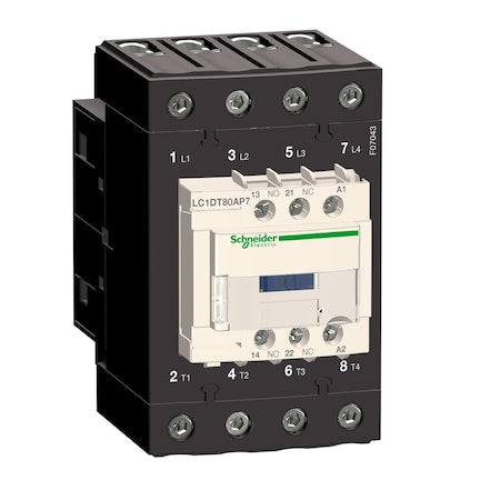 Schneider Electric LC1DT80AG7 - IEC Magnetic Contactor, 1 NC/1 NO, 120 V AC, 4 P, Screw Clamp