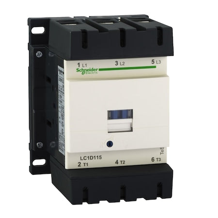 Schneider Electric LC1D115G6 - IEC Magnetic Contactor, 1 NC/1 NO, 120 V AC, 3 P, Non-Reversing, Screw Clamp