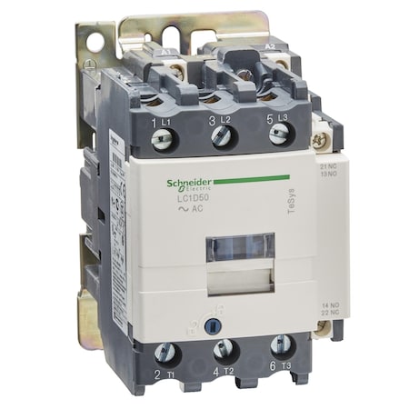Schneider Electric LC1D50M7 - IEC Magnetic Contactor, 1 NC/1 NO, 220 V AC, 3 P, Non-Reversing, Screw Clamp