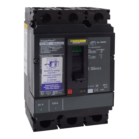 Square D HJL36125SA - Molded Case Circuit Breaker, POWERPACT H Series, 125 A, 3 Pole, 600 V AC, 100k A at 240 VAC
