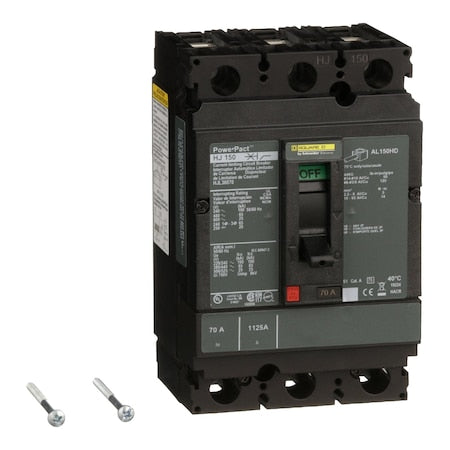 Square D HJL36070 - Molded Case Circuit Breaker, POWERPACT H Series, 70 A, 3 Pole, 600 V AC, 100k A at 240 VAC