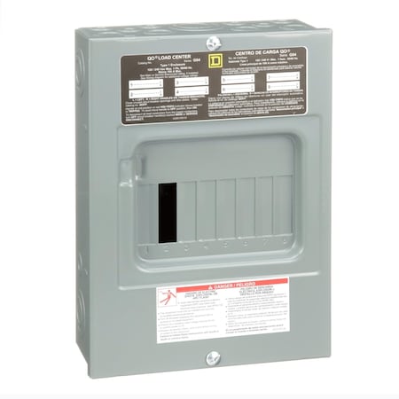 Square D QO816L100TS - Load Center, QO, 8 Spaces, 100 A, 240 V, Main Lug, 1 Phase