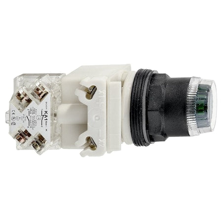 Schneider Electric 9001SK1L35LGG - Illuminated push button head, Harmony 9001 SK, plastic, plastic guard flush, green, 30mm, spring return, LED green, 24.28 V