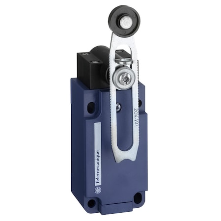 Telemecanique Sensors XCKS141 - Limit Switch, Adjustable Roller Lever, Rotary, 1 NC/1 NO, 10 A at 240 V AC, Actuator Location: Side