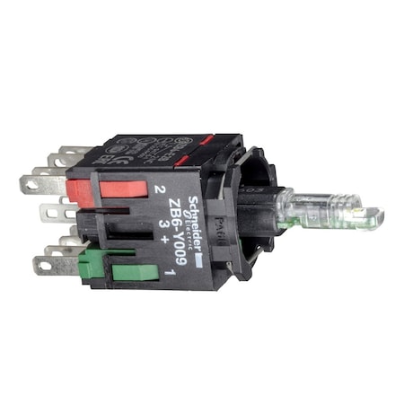 Schneider Electric ZB6ZB55B - Complete body for illuminated push button, Harmony XB6, yellow light block, with body/fixing collar, integral LED, 12.24 V, 1 NO + 1 NC