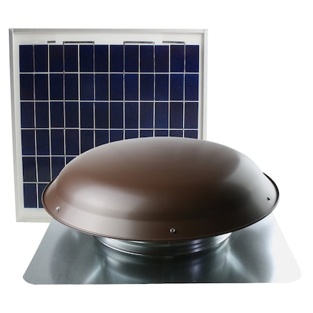 Maxx Air CXSOLRFBRNUPS - 433 CFM Solar Powered Roof Mount Power Attic Ventilator with Panel in Brown