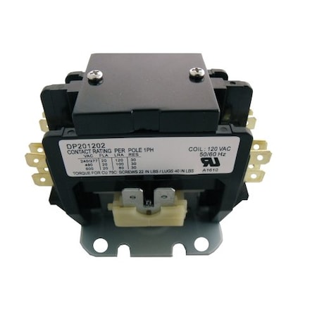 Supco DP201202 - Contactor,20 A,120 V,2 Pole