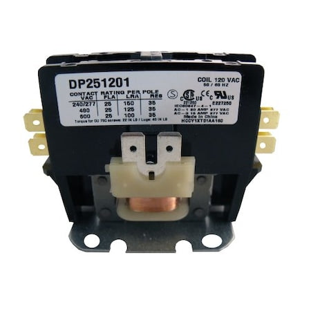Supco DP251201 - Contactor,25 A,120 V,1.5 Pole