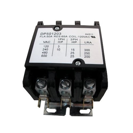 Supco DP501203 - Contactor,50 A,120 V,3 Pole