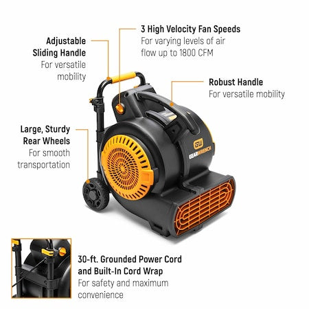 Gearwrench GWAM1800 - Industrial 1800 Cfm 3/4 Hp Air Mover