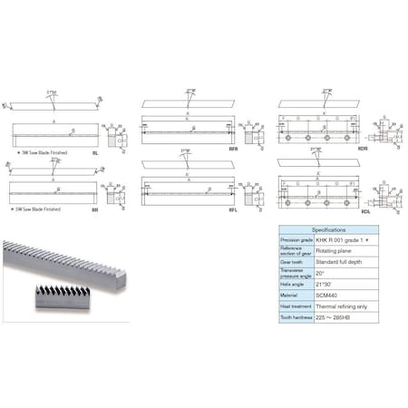 Khk Usa KRHG2.5-100R - Gear Rack, Alloy Steel, 100 mm, 225 HB