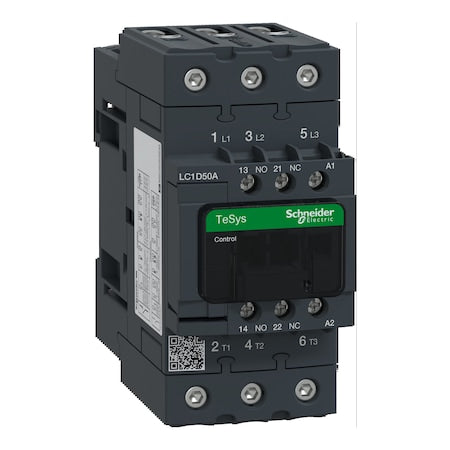 Schneider Electric LC1D50AG7 - IEC Magnetic Contactor, 1 NC/1 NO, 120 V AC, 3 P, Non-Reversing, Screw Clamp