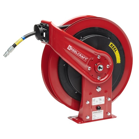 Reelcraft RS7450 OHP - Spring Return Hose Reel, 1/4 in Hose Diameter, 50 ft Length, Nickel Plated Steel, Red