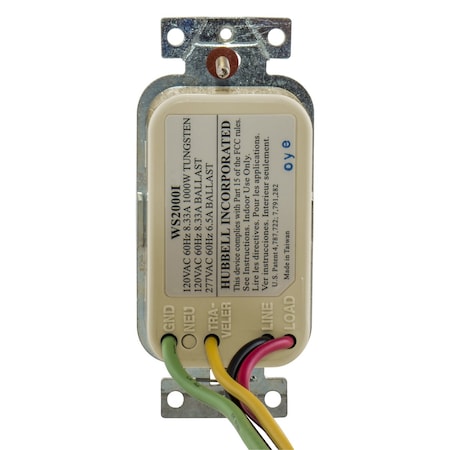 Hubbell Wiring Device-Kellems WS1001I - Vacancy Sensor,PIR,1200 sq ft,Ivory