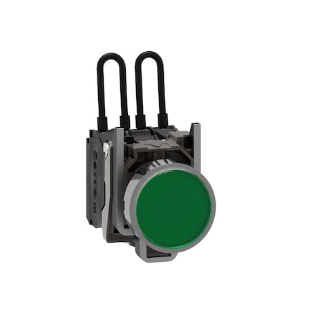 Schneider Electric XB4BW23B5 - Push to test pilot light, Harmony XB4, metal, green, 22mm, universal LED, 24 V