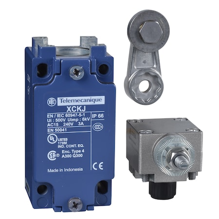 Telemecanique Sensors XCKJ10513H29 - Limit Switch, Roller Lever, Rotary, 1 NC/1 NO, Actuator Location: Side