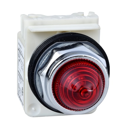 Schneider Electric 9001KP7R9 - Pilot light, Harmony 9001 K, metal, polycarbonate, domed, red, 30mm, 220-240 V