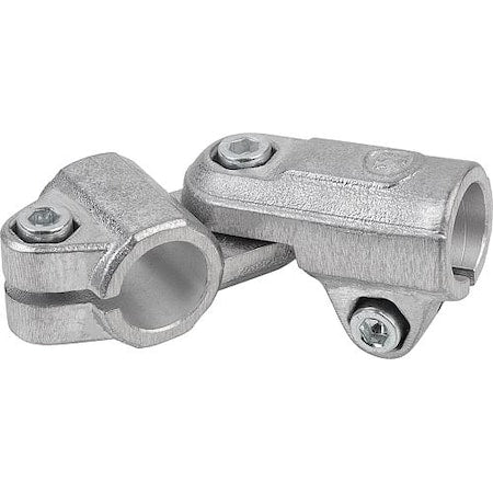 Kipp K0488.5CS - Tube Clamp For Round Tubes Aluminum, 2-Way Hinge, Comp: Steel, A=1"