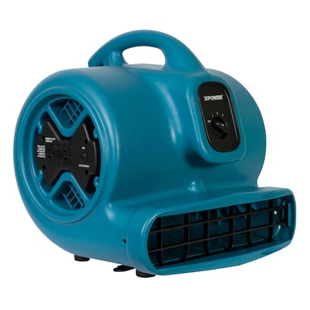 Xpower P-600A - Air Mover W/ Power Outlets for Daisy Chain, 1/3 HP, 2600 CFM, 3.8 Amps, 4 Positions, 3 Speeds