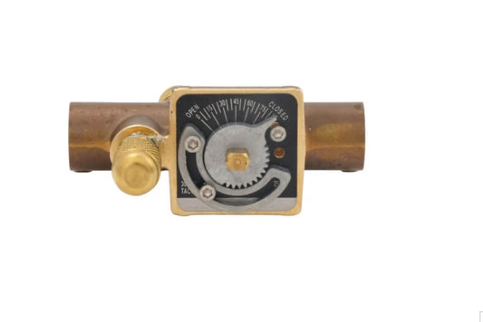Taco Accu-Flo 1-1/2 inch sweat bronze balancing valve ACUF-150-AC featuring two integrated test pressure ports and a top-mounted manual flow control handle