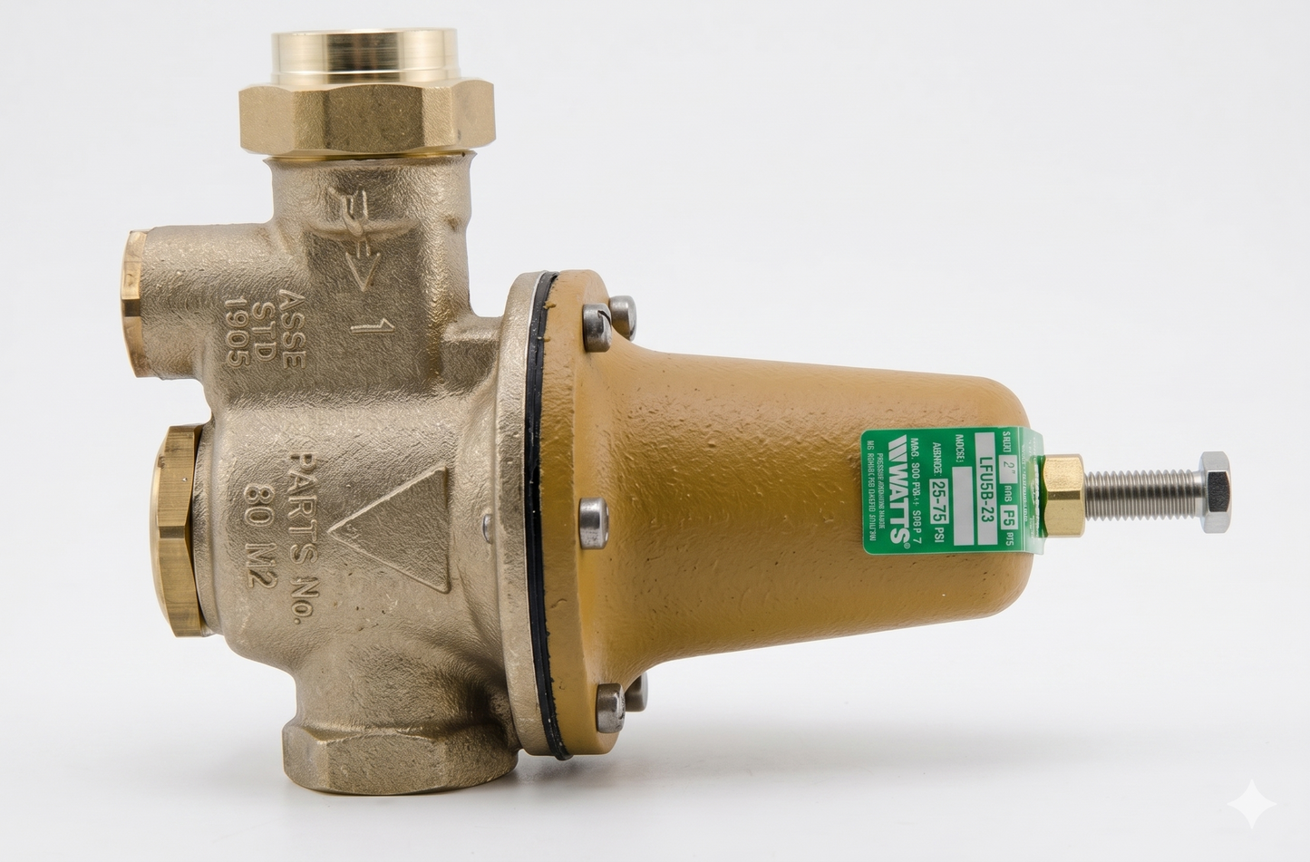 Watts LFU5B-2 High-Capacity Lead-Free Water Pressure Reducing Valve heavy-duty commercial hydronic system component.