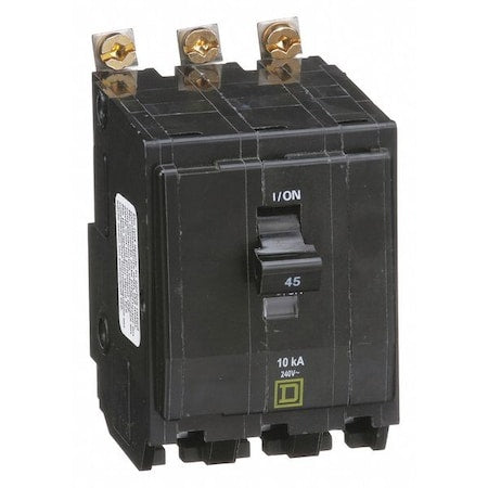 Square D QOB345 - Miniature Circuit Breaker, QO Series, 45 A, 3 Pole, 120/240 V AC, 10k A at 120/240 V AC