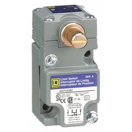 Telemecanique Sensors 9007C52B2 - Heavy Duty Limit Switch, No Lever, Rotary, 1 NC/1 NO, 10 A at 600 V AC, Actuator Location: Side