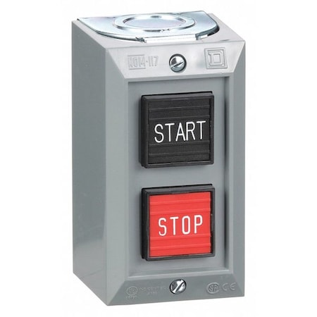 Square D 9001BG201 - Control Station,Feed-Thru,2 Buttons,Blk/Rd