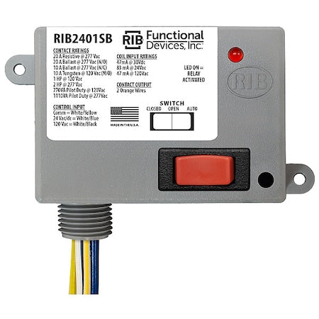 Functional Devices-Rib RIB2401SB - Enclosed Pre-Wired Relay,20 A at 277 VAC,SPST