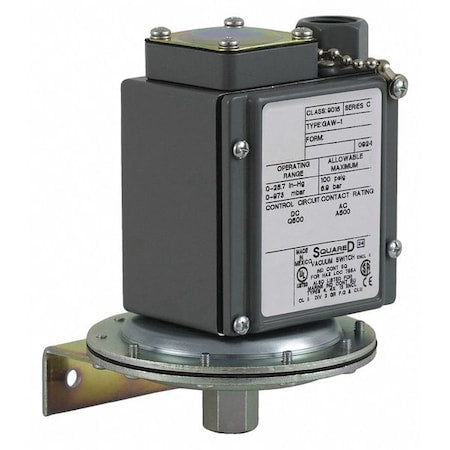 Telemecanique Sensors 9016GAW1 - Vacuum Switch, Standard, SPDT-1 NO/1 NC, 0 to 28.7 in Hg Range