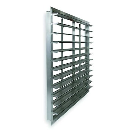 Dayton 53DR19 - 48 in 54"H-W 5.75"L Aluminum Wall Fan Shutter, 51-1/2 in x 51-1/2 in, Aluminum