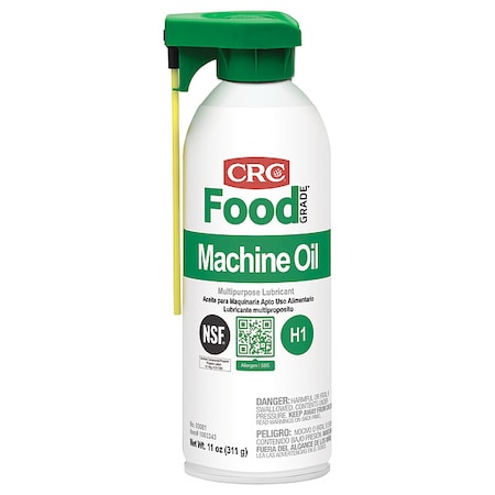 Crc 03081 - Food Grade Machine Oil, H1 Food Grade, 32 to 300 Degrees F, 11 oz, Aerosol Can, Clear